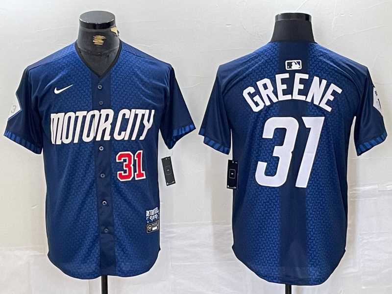 Mens Detroit Tigers #31 Riley Greene Number 2024 Navy City Connect Cool Base Limited Stitched Jersey->detroit tigers->MLB Jersey